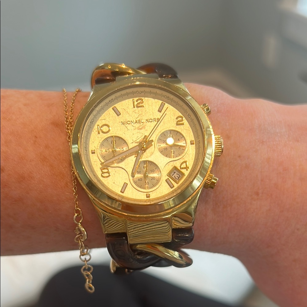 Michael Kors Gold & Tortoise Watch